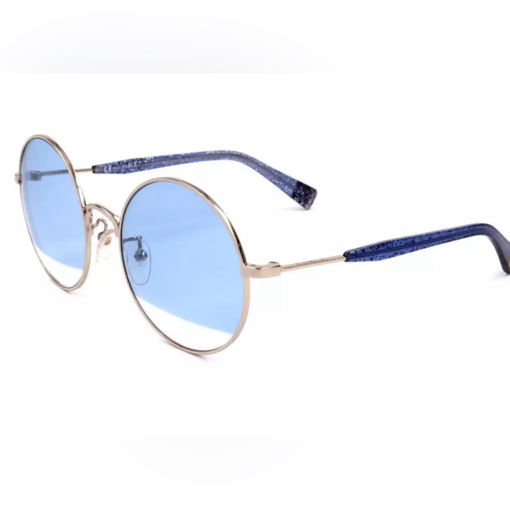 Furla Women's Sunglasses Round Gold/Blue